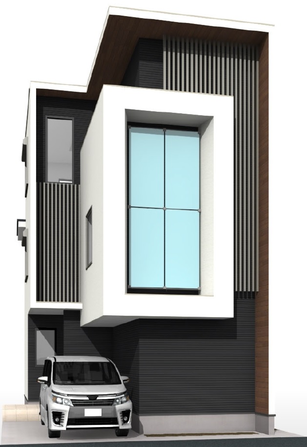 仙台市若林区新寺三丁目_外観参考パース(植栽無)