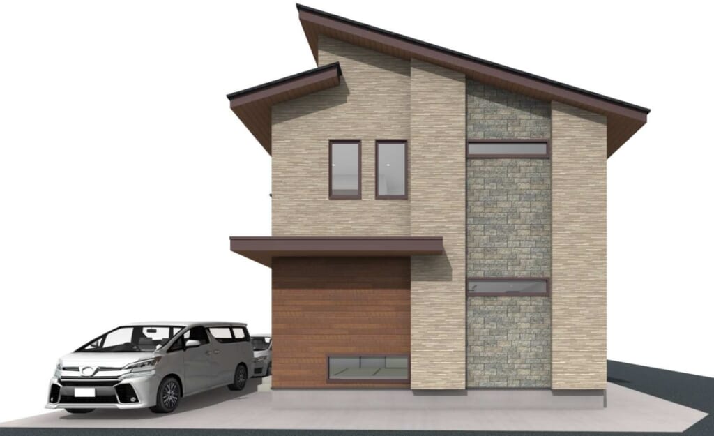 世田谷区成城7_外観パース(植栽無し)